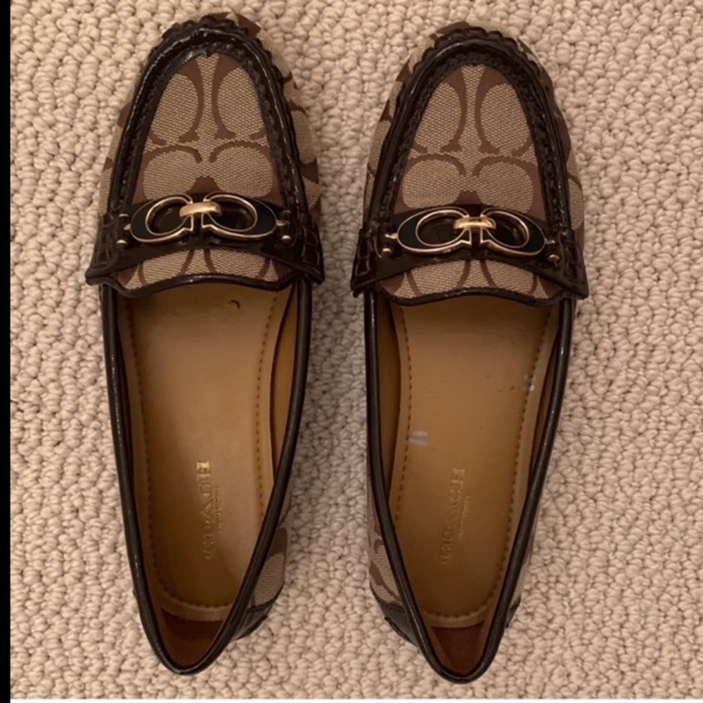 Coach Fortunata Khaki Chestnut Emblem Loafers